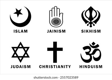 Major World Religions Symbols  vector icon design 