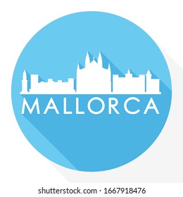 Majorca, Balearic Islands, Spain Flat Icon. Skyline Silhouette Design. City Vector Art Famous Buildings.