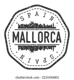 Majorca, Balearic Islands, Spain Stamp Skyline Postmark. Silhouette Postal Passport. City Round Vector Icon. Vintage Postage Design.