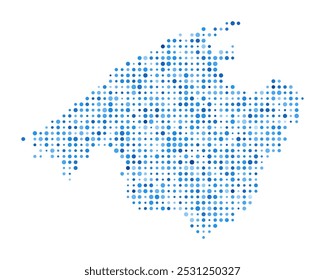 Mapa de Majorca Dot. Forma de Estilo Digital Island. Imagem vetorial de Maiorca. Forma de ilha pontos circulares azuis. Ilustração de vetor elegante.