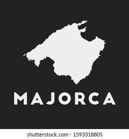 Majorca icon. Island map on dark background. Stylish Majorca map with island name. Vector illustration.