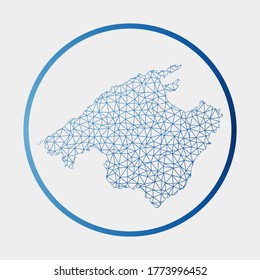 Majorca icon. Network map of the island. Round Majorca sign with gradient ring. Technology, internet, network, telecommunication concept. Vector illustration.