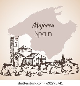 Majorca island sketch. Sketch. Isolated on white background