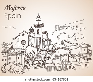 Majorca island sketch. Sketch. Isolated on white background