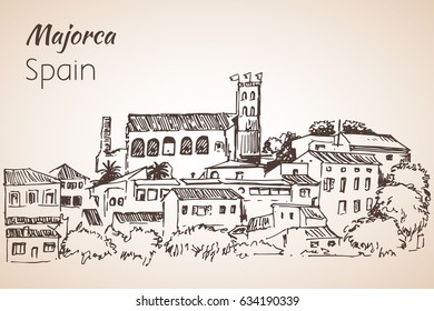 Majorca island sketch. Sketch. Isolated on white background