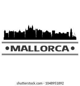 Majorca Spain Skyline Silhouette Stamp City Design Vector Art Template