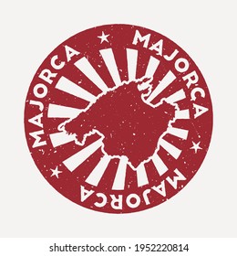 Majorca stamp. Travel red rubber stamp with the map of island, vector illustration. Can be used as insignia, logotype, label, sticker or badge of the Majorca.