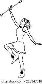 Majorette with Baton Vector Illustration