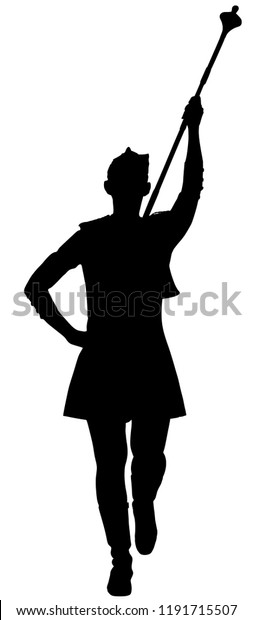 Majorette Performing Vector Silhouette Illustration Beautiful Stock ...