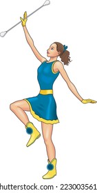 Majorette Twirling Baton Vector Illustration
