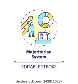 Majoritarian system multi color concept icon. Politician majority, voting electoral system. Election candidate selection. Round shape line illustration. Abstract idea. Graphic design. Easy to use