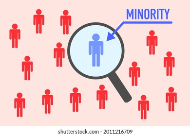 Majority and minority groups exist. Vector illustration.