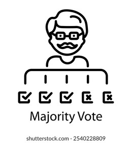 Ícone de votação majoritária em estilo de linha