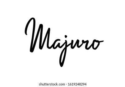 Majuro capital word city typography hand written text modern calligraphy lettering. Can be used for a sticker, logo or branding 