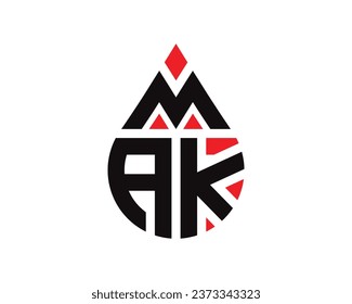 MAK letter water drop shape logo design. MAK drop logo simple design.