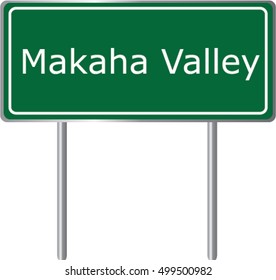 Makaha Valley , Hawaii , road sign green vector illustration, road table, USA city