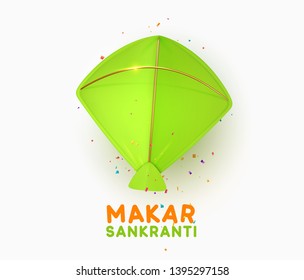 Makar Sankranti. Background with colorful kite for festival of India