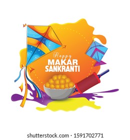  Makar Sankranti background with colorful kites