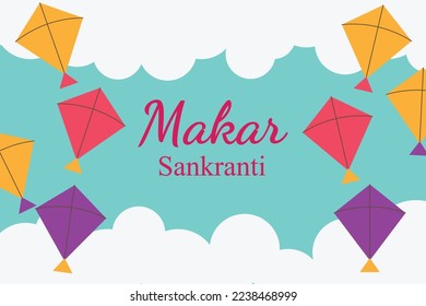 Makar Sankranti Hintergrund. Mit flachem Design. Vektorgrafik-Design.