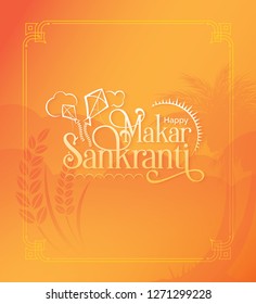 Makar Sankranti Background Template Design Vector Illustration