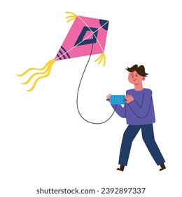 makar-sankranti-Junge mit Kite-Vektorgrafik einzeln