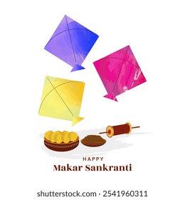 Makar sankranti celebration with colorful kites design