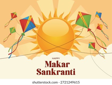 Makar Sankranti Feier mit Drachen Vektor Konzept