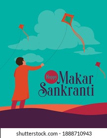 Makar Sankranti festival design template with kites, and cloud elements for the banner design.