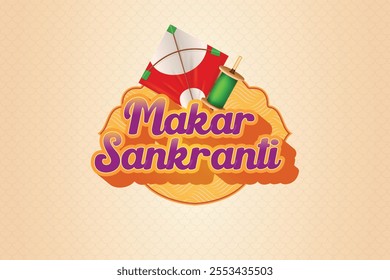 Makar Sankranti Festival Grand Sale Logo. Indian Ethnic Celebration Theme Concept Vector Illustration For E-commerce, Web, Greetings Card