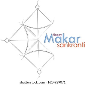 Makar Sankranti festival of India/Greeting card of design with kite