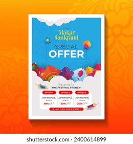 Makar Sankranti Festival Sale, Angebot Poster Design Layout Vorlage