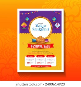 Makar Sankranti Festival Sale, Offer Poster Design Layout Template