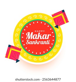 makar sankranti festive background with flying kites vector