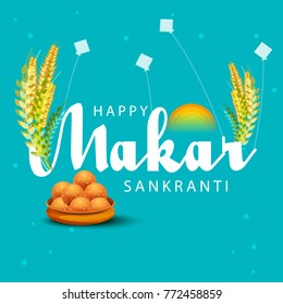 Fondo de la tarjeta de felicitación Makar sankranti.
