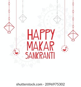 makar sankranti greeting card in line style