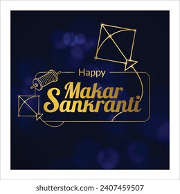 Makar Sankranti India festival with golden Kite flying. unit design