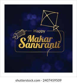 Makar Sankranti India festival with golden Kite flying. unit design