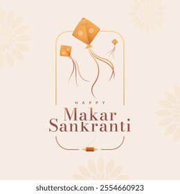 Makar Sankranti, the religious festival of South India. Makar Sankranti design elements with Happy Makar Sankranti  typography