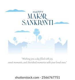 Makar Sankranti, the religious festival of South India. Makar Sankranti design elements with Happy Makar Sankranti typography
