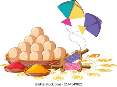Makar sankranti sweet on white background illustration