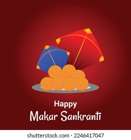 Makar Sankranti Uttarayana Maghi Indian Festival Celebration Vector Design Colorful Kites