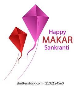 Makara Sankranti With Beautiful Kites, Vector Art Illustration.