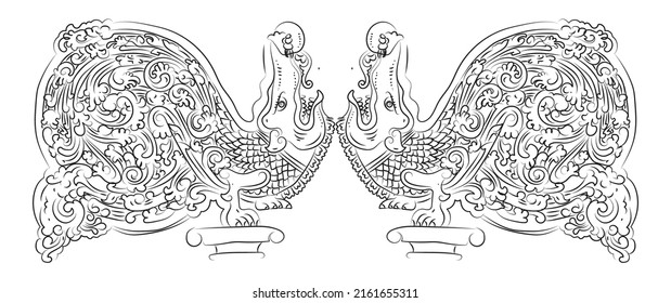 Makara thorana .sri Lanka traditional art vector illustration