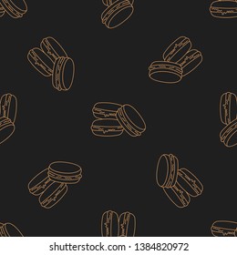 Makaron seamless pattern with icons. Style Outline. illustration on the theme of bakery products and bread baking. Vector background.