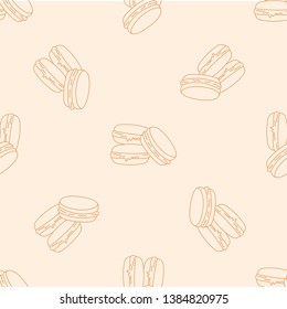 Makaron seamless pattern with icons. Style Outline. illustration on the theme of bakery products and bread baking. Vector background.