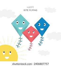Makarsankranti Kite Flying Illustration Vector