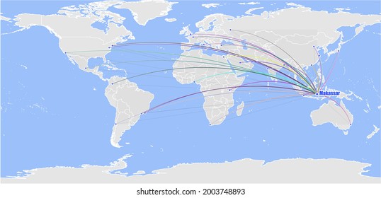 Makassar-Indonesia is shown on vector globe map. The map shows Makassar-Indonesia 's location in the world.