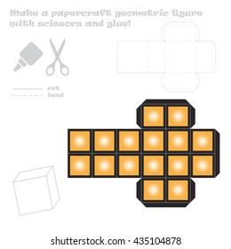 Make the 4 out of 9 paper craft geometric figure with scissors and glue!