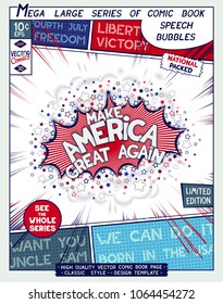 Make America Great Again. Motivation slogan. Poster design in style of comics book. Vector illustration