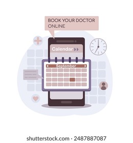 Make an appointment in the online doctor app illustration concept. Vector